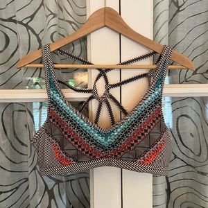 Prana Black White Red Sport Bikini Top